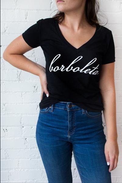Borboleta V-Neck Tee - Borboleta Beauty